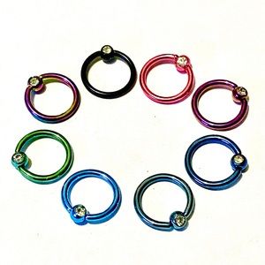 Captive Bead Ring Hoop 16g 8mm 5/16" Gem Lip Ear